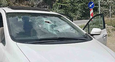Rize'de otomobilin üzerine kaya düştü: 1 yaralı