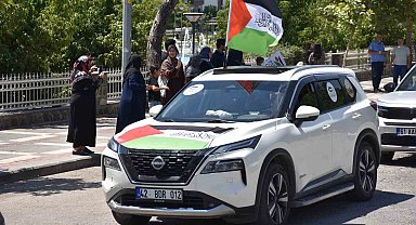 Siverek'te Filistin konvoyuna vatandaşlardan yoğun ilgi