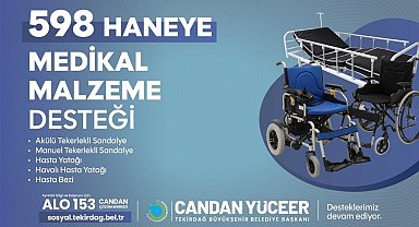 Tekirdağ'da 598 haneye medikal destek
