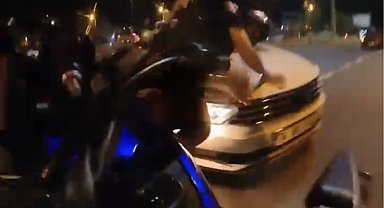 Tekirdağ'da kaza anı kask kamerasında
