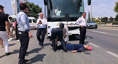 Yolcu otobüsünün çarptığı kadın ağır yaralandı