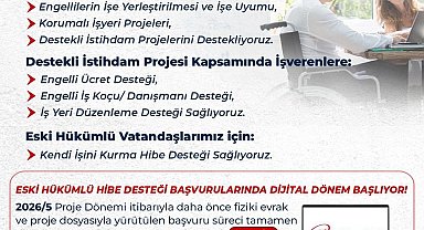 Engelli ve eski hükümlü vatandaşlar için hibe desteği 2026 yılı 5. dönem başvuruları başladı