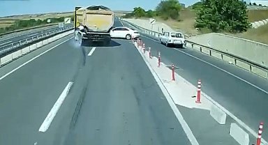 Tekirdağ'da tır şoförünün dikkati faciayı önledi: O anlar kamerada