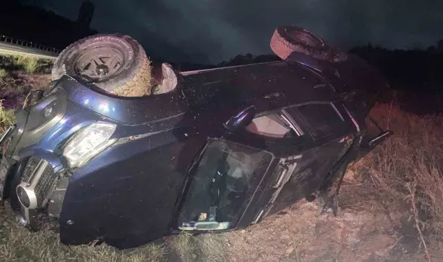 Kontrolden çıkan cip şarampole devrildi: 1 yaralı