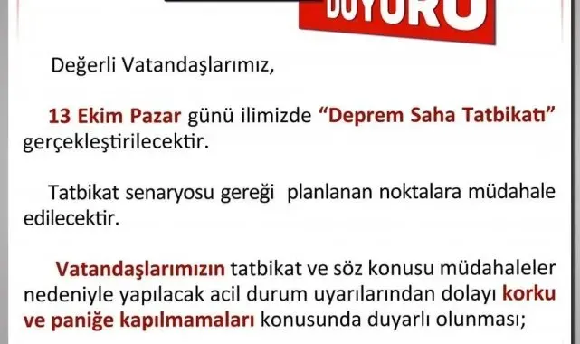 Uşak'ta Deprem Saha Tatbikatı gerçekleştirilecek