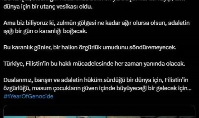 Emine Erdoğan'dan saldırıların birinci yılında "Gazze" paylaşımı: