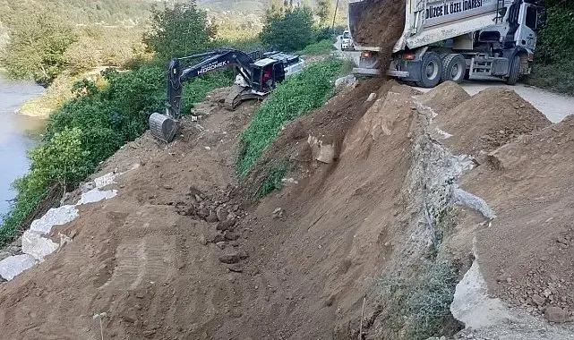 Dokuzdeğirmen köyünde heyelan çalışması