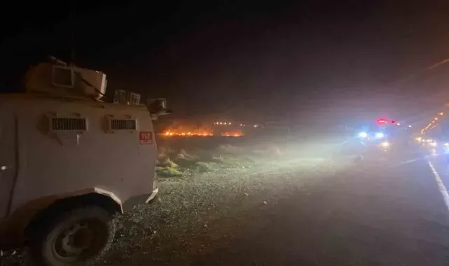 Diyarbakır'da yol kenarındaki anız yangını sürücülere zor anlar yaşattı