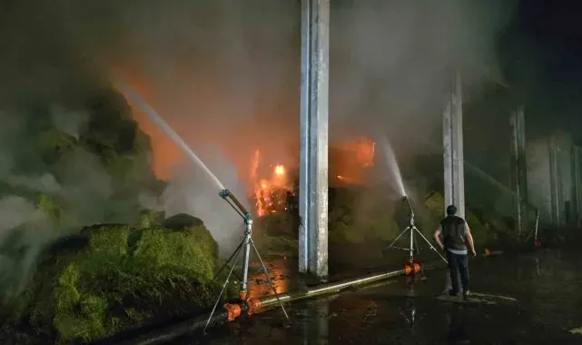 Amasya'da çiftlikte korkutan yangın: Yağmurlama sistemiyle yangının büyümesini önlediler