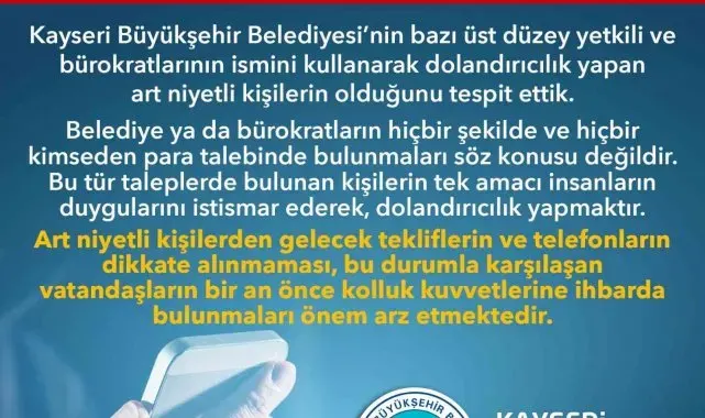 Büyükşehir'den 'dolandırıcılık' uyarısı