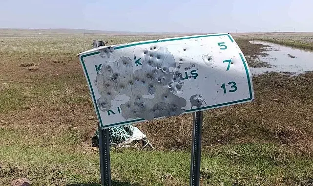Arpaçay'da yol tabelalarını hedef tahtasına çevirdiler