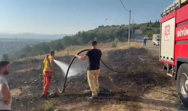 Bursa'da çıkan yangın ormanlık alana sıçramadan söndürüldü
