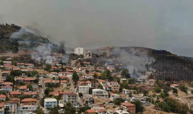 İzmir'deki orman yangını yerleşim yerlerine sıçradı: Bazı evler kül oldu