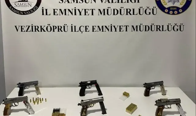 Samsun'da polis uygulamasında 6 tabanca ele geçirildi