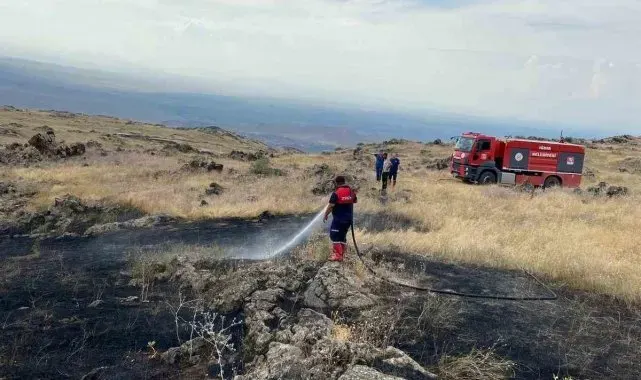 Ağrı Dağı eteklerinde çıkan örtü yangını söndürüldü