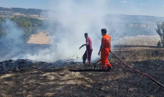 Domaniç'te barakada çıkan yangın tarlalara sıçradı