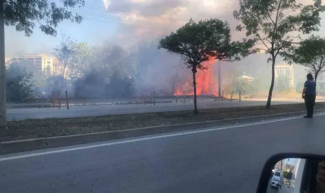 Samsun'da otluk alanda korkutan yangın