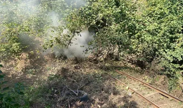 Ruhsatsız maden ocağında 2 ton kömür, 20 metre ray ele geçirildi