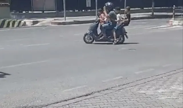 Siirt'te 5 kişi bir motosiklete bindi