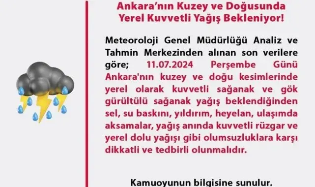 Ankara'nın kuzey ve doğusunda kuvvetli yağış bekleniyor