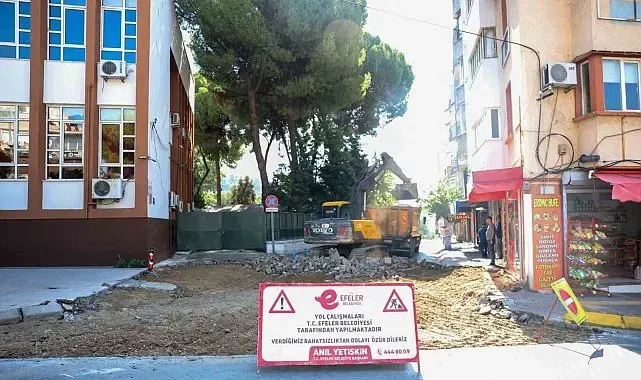 Efeler'de adliye yanında yol yenileme çalışması başladı