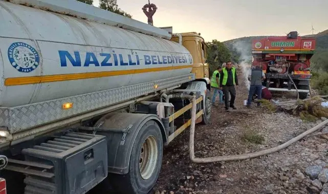 Nazilli Belediyesi'nden Kuşadası'ndaki yangının söndürme çalışmalarına destek