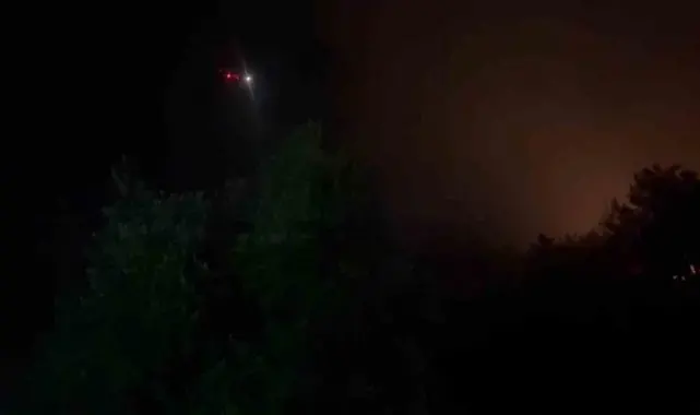 İzmir'de başlayıp Aydın'a sıçrayan orman yangınına gece görüşlü helikopterler ile müdahale ediliyor