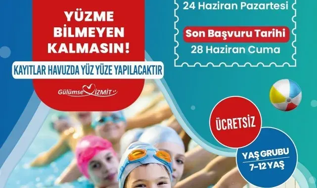 Ücretsiz yüzme kursu için son başvuru tarihi 28 Haziran