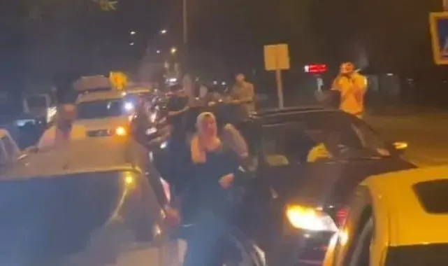 İnegöl'de yolu kapatıp çiftetelli oynadılar