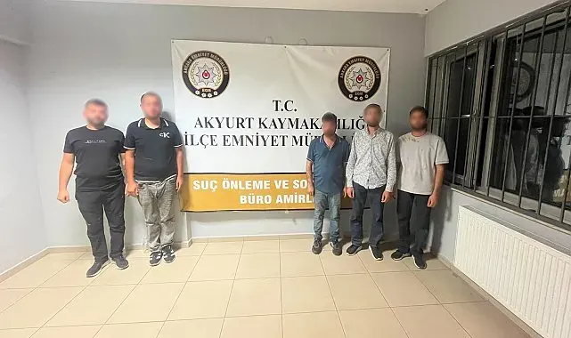 Akyurt'ta polisten kaçan 5 şüpheli yakalandı