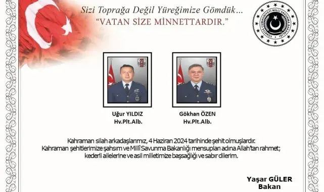 Kayseri'de şehit olan pilotların kimliği belli oldu