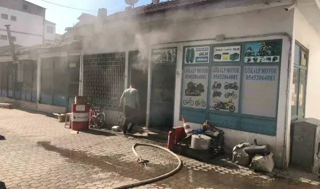 Osmaneli'nde motosiklet tamirhanesinde yangın paniği