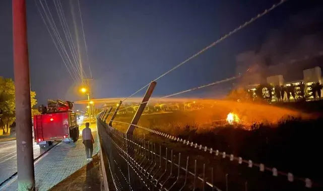 Alanya'da şampiyonluk kutlamasında boş araziye atılan meşale yangın çıkardı