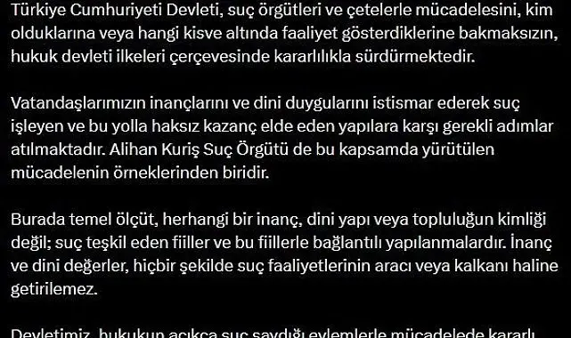 Bakan Gürlek: "İnanç ve dini değerler, hiçbir şekilde suç faaliyetlerinin aracı veya kalkanı haline getirilemez"