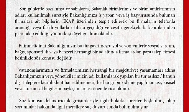 MEB: "Bakanlığımızın sosyal yardım veya bağış adı altında firmalardan para talep etmesi söz konusu değildir"