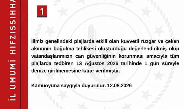 Bartın'da denize girmek yasaklandı