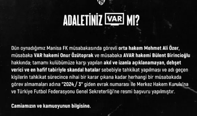 Kocaelispor hakemlerle ilgili TFF ve MHK'ye başvurdu