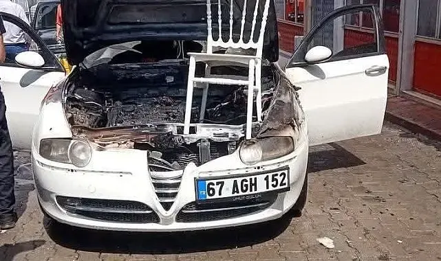 Devrek'te yanan araca itfaiye yetişti