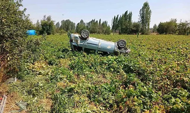 Virajı alamayan otomobil devrildi: 1 yaralı