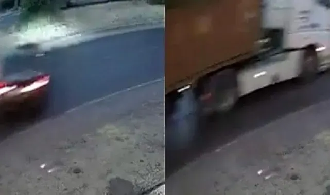 Mersin'de tırın çarptığı araç metrelerce sürüklendi