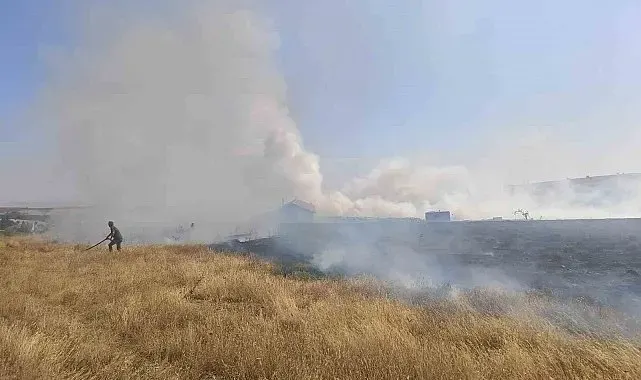 Çıkan arazi yangını büyümeden söndürüldü