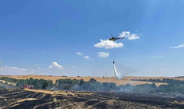 Orman ve anız yangını havadan ve karadan müdahaleyle söndürüldü