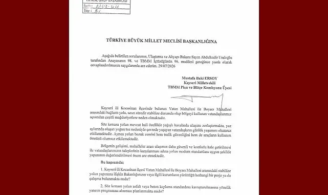 Baki Ersoy, Vatan Mahallesi-Boyacı Mahallesi Bağlantı Yolu'nu TBMM gündemine taşıdı