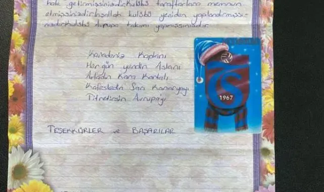Trabzonspor'a, taraftarından 100'üncü yıl mektubu