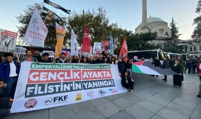 Üniversite öğrencileri filistin'e destek için yürüdü
