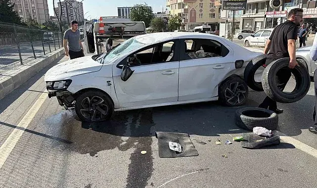 Otomobille çarpışan araç takla attı: 1 yaralı