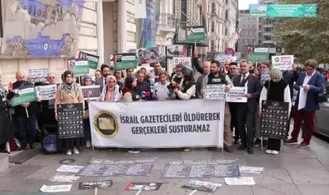 Taksim'de gazetecilerden Filistin'deki meslektaşlarına destek açıklaması