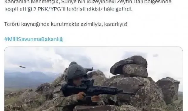 MSB: 2 PKKYPG'li terörist etkisiz hale getirildi