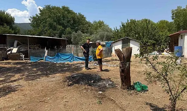 Menteşe'de evin bahçesinde ot yangını paniğe neden oldu