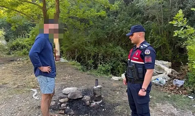 Ormanlık alanda mangal yakan şahsa 3 bin 705 lira ceza